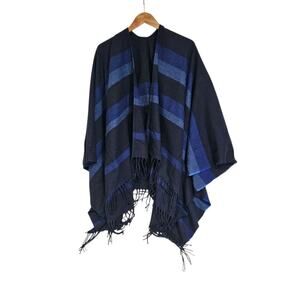 Raj Imports Blue Izzy Ombre Ruana Wrap Shawl Poncho Cape NWT